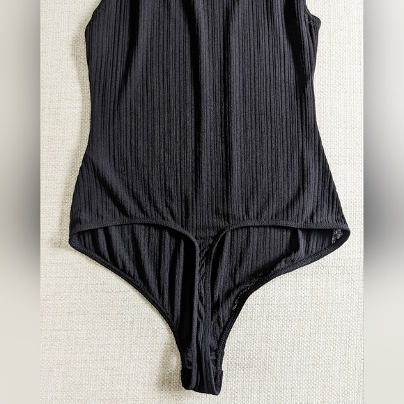 Free People Black Ribbed Sleeveless Turtleneck Bodysuit Women's SMALL L55440 NWT - Picture 10 of 14